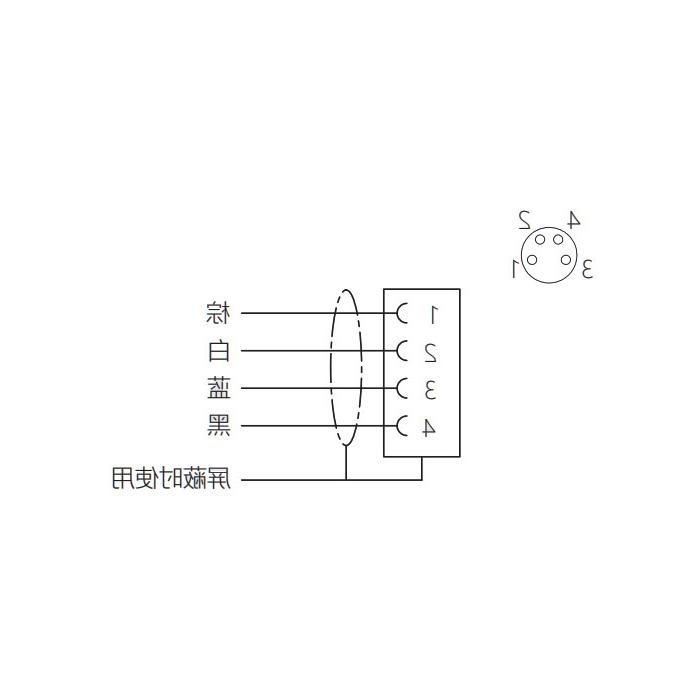 M8 4Pin、母头直型、法兰插座、板前安装、63SA42-XXX